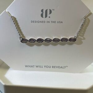 Bomb Party Raising the Bar Necklace “Known By A Thread” Lavender Topaz/Rhodium